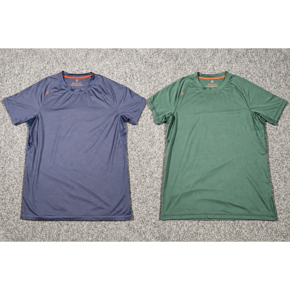 Rhone Reign Short Sleeve Shirt Lot of 2 Mens Medium Green Navy Athletic Gym